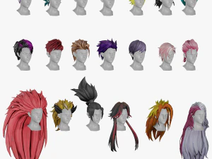 Paquete de 20 modelos de cabello masculino estilizados 1 - Low Poly Modelo 3D