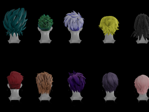 20 Stylized Male Hair Models Pack 1 - Low Poly Modèle 3D