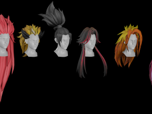 20 Stylized Male Hair Models Pack 1 - Low Poly Modèle 3D