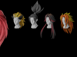 20 Stylized Male Hair Models Pack 1 - Low Poly Modèle 3D
