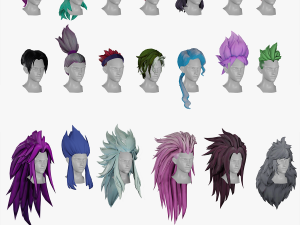 20 Stylized Male Hair Models Pack 2 - Low Poly 3Dモデル