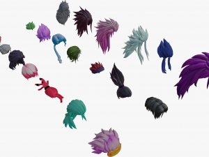 20 Stylized Male Hair Models Pack 2 - Low Poly Modèle 3D
