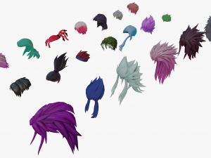 20 Stylized Male Hair Models Pack 2 - Low Poly Modèle 3D