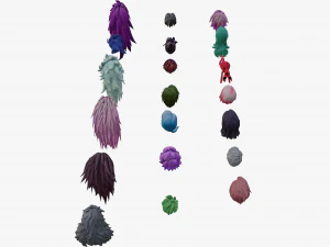 20 Stylized Male Hair Models Pack 2 - Low Poly 3D Model