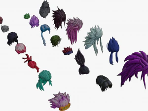 20 Stylized Male Hair Models Pack 2 - Low Poly 3D Model