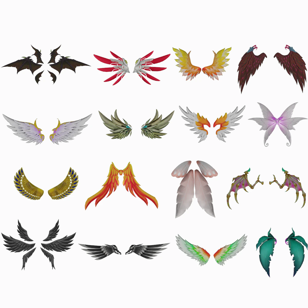 3D Wing Models - Low Poly CG Textures .c4d .max .obj .3ds .fbx .stl .blend 