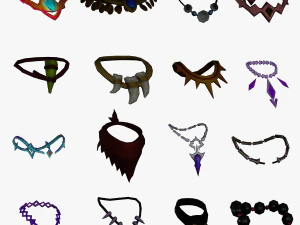 16 Low-Poly Necklace Models CG Textures