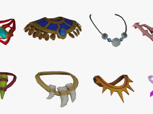 16 Low-Poly Necklace Models CG テクスチャ