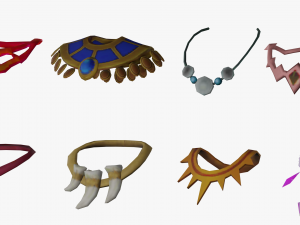 16 Low-Poly Necklace Models CG テクスチャ
