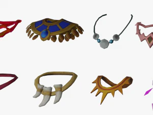 16 Low-Poly Necklace Models CG Textures