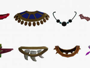 16 Low-Poly Necklace Models CG テクスチャ