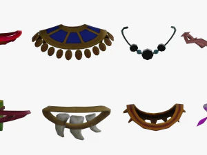 16 Low-Poly Necklace Models CG Textures