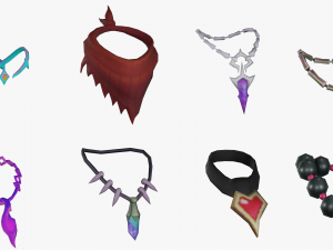 16 Low-Poly Necklace Models CG テクスチャ