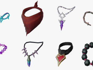 16 Low-Poly Necklace Models CG テクスチャ