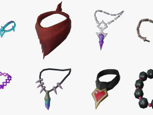 16 Low-Poly Necklace Models CG Textures