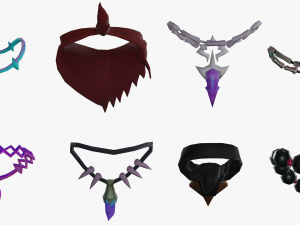 16 Low-Poly Necklace Models CG テクスチャ