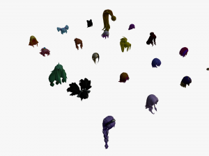 20 Stylized Female Hair Models Pack 1 - Low Poly 3D Model