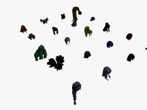 20 Stylized Female Hair Models Pack 1 - Low Poly 3D Model