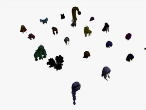 20 Stylized Female Hair Models Pack 1 - Low Poly 3D Model