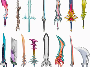 Confezione da 15 modelli di spade stilizzate 1 - Low Poly Modello 3D