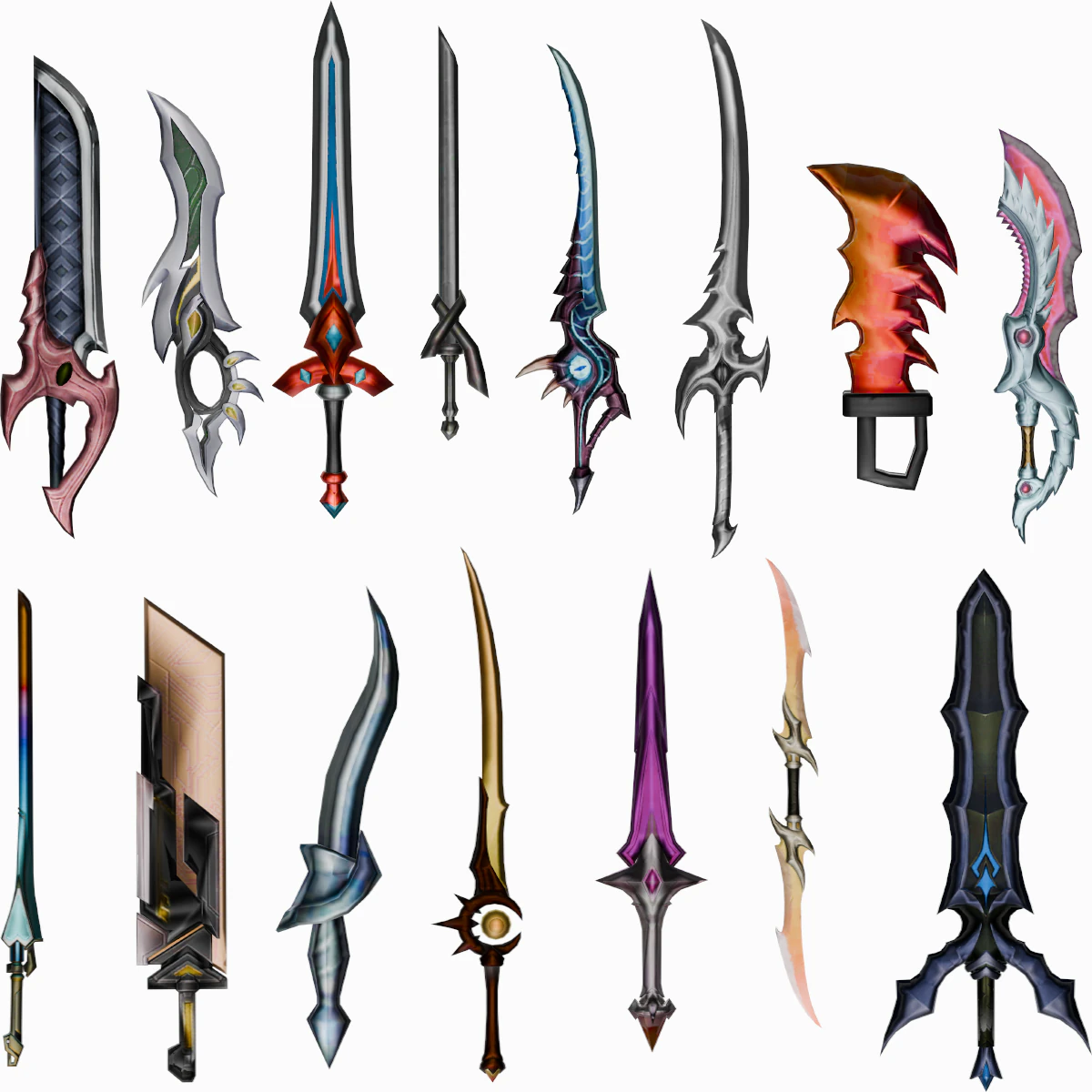 15 Stylized Sword Models Pack 2 - Low Poly 3D Model .c4d .max .obj .3ds .fbx .stl .blend 