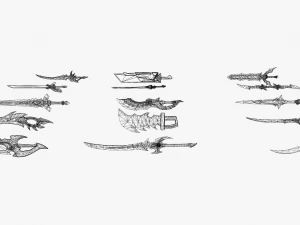 15 Stylized Sword Models Pack 2 - Low Poly 3D Model