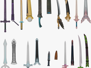 10 Stylized Sword Models Pack 3 - Low Poly 3D Model