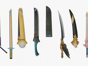 10 Stylized Sword Models Pack 3 - Low Poly 3D Model