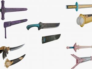 10 Stylized Sword Models Pack 3 - Low Poly 3D Model