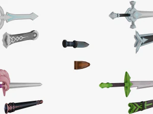 10 Stylized Sword Models Pack 3 - Low Poly 3D Model