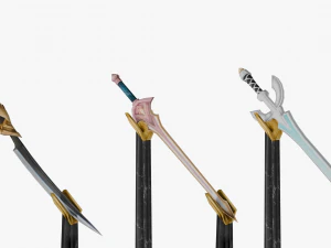 10 Stylized Sword Models Pack 3 - Low Poly 3D Model