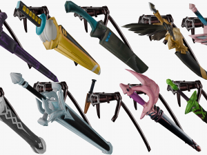 10 Stylized Sword Models Pack 3 - Low Poly 3D Model