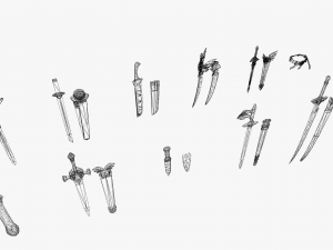 10 Stylized Sword Models Pack 3 - Low Poly 3D Model