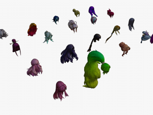 20 Stylized Female Hair Models Pack 2 - Low Poly 3D Model