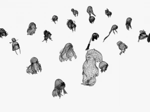 20 Stylized Female Hair Models Pack 2 - Low Poly 3D Model