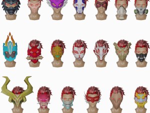 20 Stylized Mask Models Pack 1 - Low Poly 3D Model