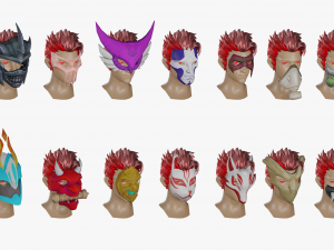 20 Stylized Mask Models Pack 1 - Low Poly 3D Model
