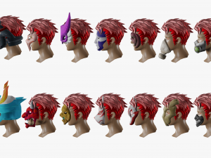 20 Stylized Mask Models Pack 1 - Low Poly 3D Model