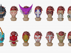 20 Stylized Mask Models Pack 1 - Low Poly 3D Model