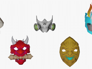 20 Stylized Mask Models Pack 1 - Low Poly 3D Model