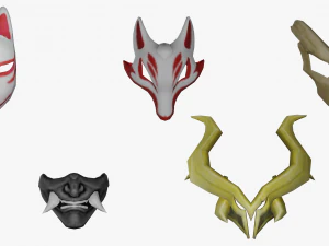 20 Stylized Mask Models Pack 1 - Low Poly 3D Model