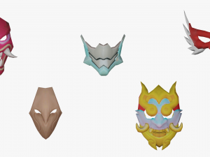 20 Stylized Mask Models Pack 1 - Low Poly 3D Model