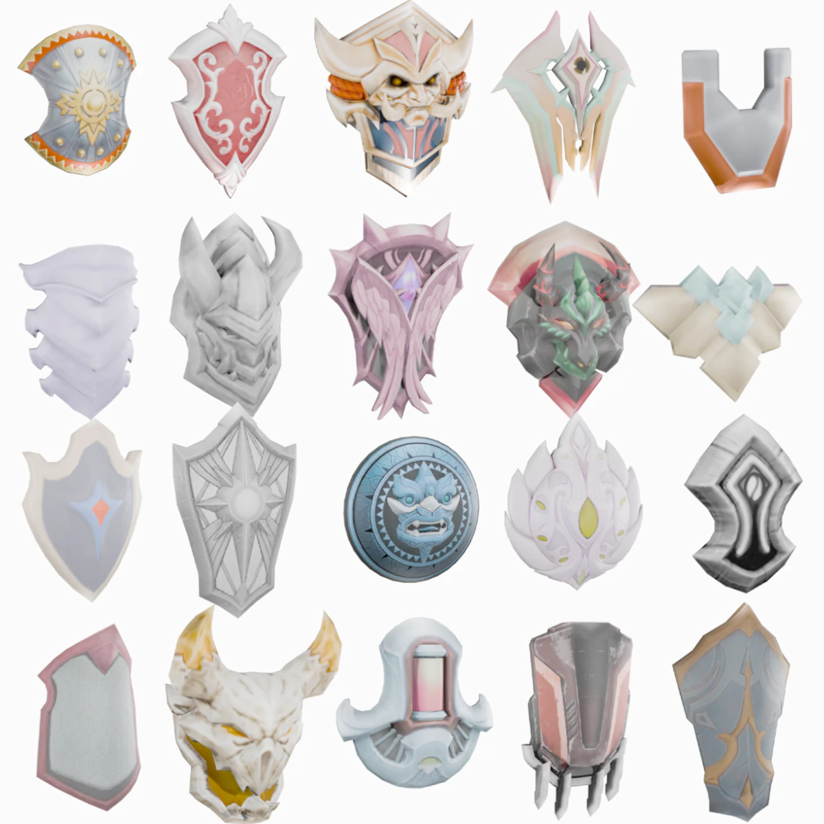 20 STYLIZED SHIELD MODELS PACK 1 - LOW POLY MODEL 3D Model .c4d .max .obj .3ds .fbx .stl .blend