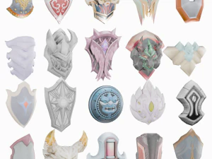 20 MODEL PERISAI BERGAYA PAKET 1 - MODEL POLI RENDAH Model 3D