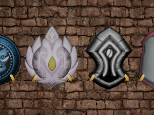 20 STYLIZED SHIELD MODELS PACK 1 - LOW POLY MODEL 3D Model