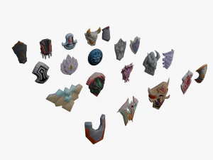 20 STYLIZED SHIELD MODELS PACK 1 - LOW POLY MODEL 3D Model