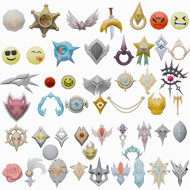 50 Low-Poly Brooch Models Cloth Accessories Modèle 3D .c4d .max .obj .3ds .fbx .stl .blend 