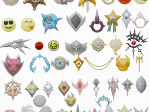 50 로우 폴리 브로치 모델 천 액세서리 3D 모델