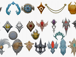 50 Low-Poly Brooch Models Cloth Accessories Modèle 3D