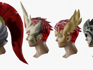 15 STYLIZED HELMET MODELS PACK 1 - Low Poly Model 3D
